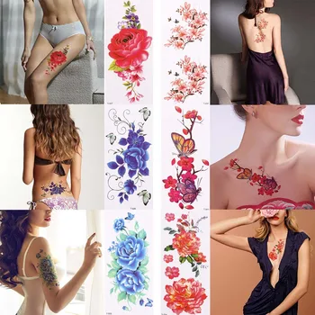1 шт. 3D реалистичный цветок Розы, секс, водонепроницаемые временные татуировки, женская флэш-татуировка, рука, плечо, Большие цветы, наклейки