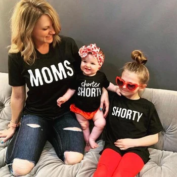 1 шт., Одинаковые футболки для семьи Super Family Moms Shorty, Семейная одежда для мамы и девочки, Футболки, Женская одежда для мамы девочек