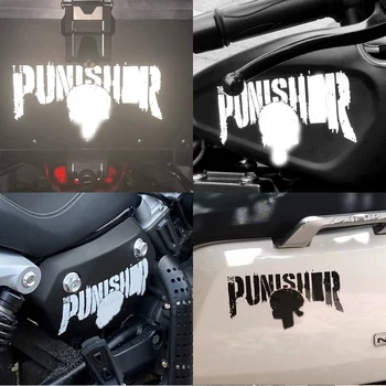 1 ШТ. Светоотражающий Шлем Punisher, наклейки на мотоциклетный танк, Наклейки, Декоративные Аксессуары, Креативные Водонепроницаемые Наклейки с черепами из ПВХ