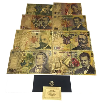 10 Дизайн Румынских золотых Банкнот номиналом 1, 5, 10, 50, 100, 200, 500 Леев для деловых Подарков и Коллекций