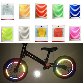 10шт Светоотражающих наклеек на велосипед Водонепроницаемая лента для аппликаций на шинах Защитные Яркие полосы Велосипедное колесо для детей Балансировочный велосипед