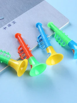 12 шт. детские маленькие игрушки, двухсекционный мини-рожок, детский мультяшный пластиковый детский сад, играющий на маленьких музыкальных инструментах