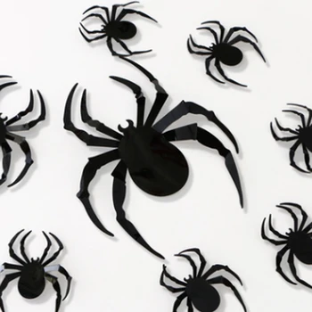 12 шт./компл. Хэллоуин 3D Черный Паук Наклейки на стену Хэллоуин DIY Декоративная наклейка на стену Хэллоуин Ужас Паук Съемные наклейки
