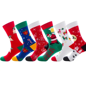 120 пар/лот, новый модный рождественский носок с мопсом/снежинкой /Санта-Клаусом