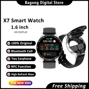 2 В 1 X7 Смарт-часы Tws, наушники, умный браслет, фитнес-механические Bluetooth-звонки, определение частоты сердечных сокращений, Android Ios, мужская мода