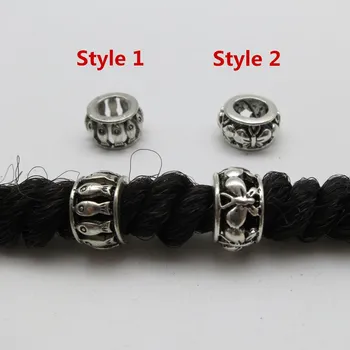 2 шт./упак. Тибетское серебро, разные 2 стиля плетения для волос, бусины-дредлоки, кольца, трубка с внутренним отверстием около 7,6 мм, Аксессуары