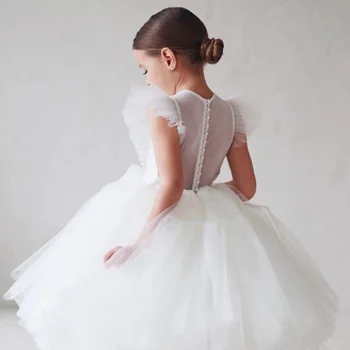 2013 Платье для девочек-подростков Детская одежда для вечеринок Элегантная принцесса Длинные тюлевые платья для маленьких девочек Детские кружевные платья для свадебной церемонии