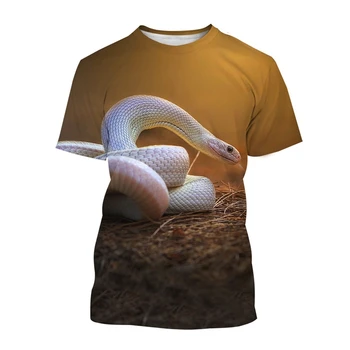2022 Новая модная и креативная мужская футболка с рисунком 3D Кобры, свободный и удобный пуловер с круглым вырезом