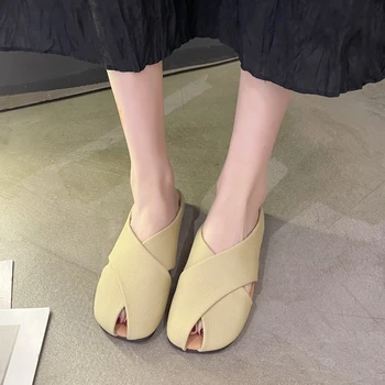 2023 г., Новая женская обувь, женские тонкие туфли из искусственной кожи на низком каблуке, Элегантные уличные повседневные туфли на плоской подошве, однотонная женская обувь на мягкой подошве