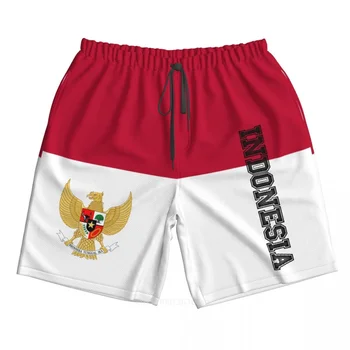 2023 Летний Полиэстер Флаг страны Индонезия, мужские пляжные шорты с 3D-принтом, Летние брюки для бега с карманами