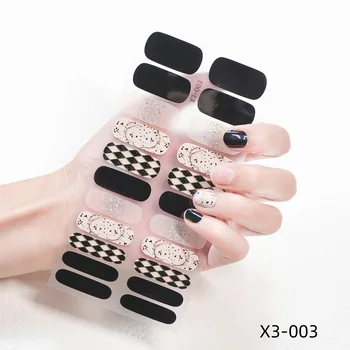2023 Новая Бриллиантовая Черная Блестящая Масляная пленка для ногтей Наклейка для улучшения ногтей Без выпечки 5D Наклейка для ногтей в шахматном порядке