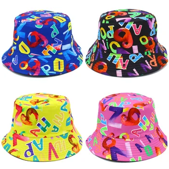 2023 Новые цветные шляпы-ведерки Унисекс, солнцезащитный козырек, модная солнцезащитная шляпа с буквенным принтом, студенческие панамы для отдыха, мужские кепки