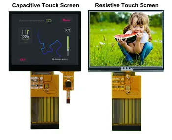 3,5-дюймовый 60PIN 262K TFT LCD Емкостный/Резистивный Сенсорный экран RGB + SPI Интерфейс 320*240