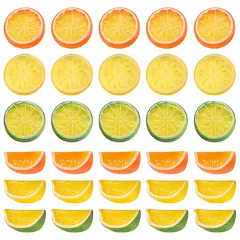 30 штук 2-дюймовых искусственных ломтиков лимона, имитирующих декоративные фрукты, свадебный декор, реквизит для фотосъемки