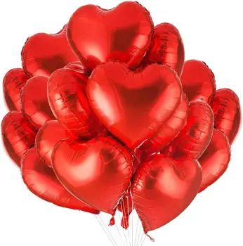 30шт красных воздушных шаров из фольги в форме сердца для помолвки Свадьбы Дня рождения девичника декора на День Святого Валентина Воздушный шар в форме сердца
