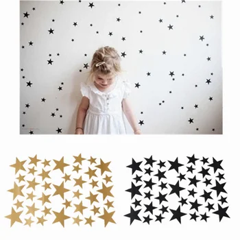 39 Звезд цвета: золотистый, серебристый, черный, белый с рисунком в виде звезд, ПВХ, наклейки на стены своими руками для украшения детской комнаты, наклейки на стены, домашний декор