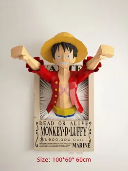 3D Бумага Papercraft Monkey One piece D Luffy Гостиная, настенная столовая, декор для спальни для мальчиков, игрушки своими руками