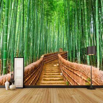 3D Обои В китайском стиле, Зеленая Бамбуковая дорожка, Природные пейзажи, Фотообои, Фон для гостиной, ресторана, Фреска, Домашний Декор
