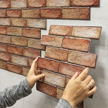 3D Стерео наклейки на стены, самоклеящиеся обои с кирпичным рисунком, креативные 3D отклеивающиеся термостойкие виниловые водонепроницаемые обои