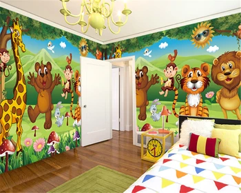 3D фотообои beibehang на заказ мультфильм лесной животный мир слон лев жираф детская спальня гостиная настенные обои