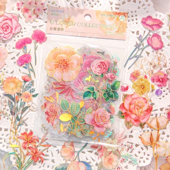 40 шт Бронзовых декоративных наклеек с растениями эстетические Цветы Клейкая наклейка 
