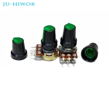 5 комплектов WH148 3-Контактный Линейный Конический 15-мм Поворотный Потенциометрический Резистор с зеленой крышкой AG2 1K 10K 20K 50K 100K 500K Ом для Arduino