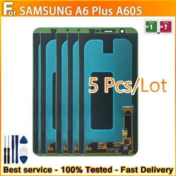 5 шт./AMOLED Для Samsung Galaxy A6 Plus A6 + 2018 A605 A605F A605FN A605G ЖК-дисплей С Сенсорным Экраном, Дигитайзер, Запчасти