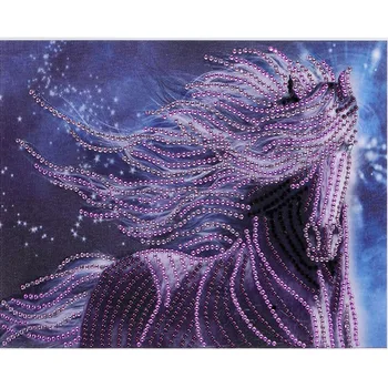5D DIY Алмазная картина специальной формы Фиолетовая Лошадь Вышивка Крестиком Набор Мозаики для домашнего Декора
