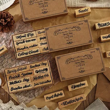 8 шт. Набор деревянных резиновых штампов с рисунком поздравительных слов для изготовления открыток DIY Craft Декор для дневника в стиле скрапбукинга