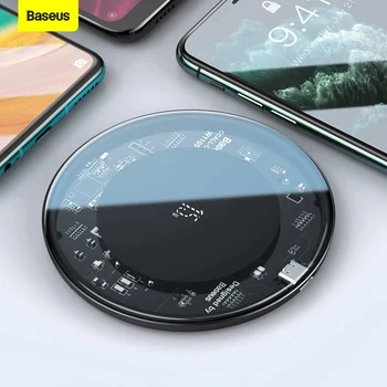 Baseus 15 Вт Qi Беспроводное Быстрое Зарядное Устройство Для iPhone 13 12 11 Airpods Xiaomi Samsung S21 S10 + Note 9 10 Телефон Qi Беспроводная Зарядная Панель