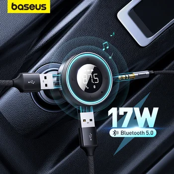 Baseus Автомобильный FM-Передатчик Bluetooth 5,0 Модулятор TF AUX MP3-Плеер Aux Адаптер Двойное USB Зарядное Устройство Беспроводной Аудиоприемник для Автомобиля