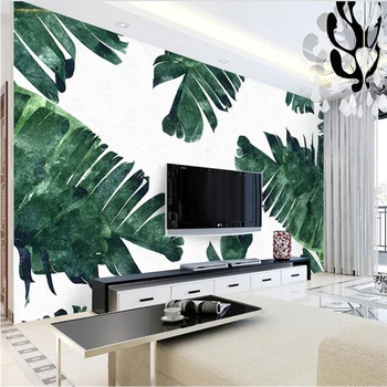 beibehang Европейское растение из банановых листьев, фон для стены телевизора, изготовленная на заказ большая фреска, шелковая ткань, экологические обои