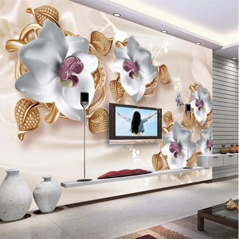 beibehang Пользовательские большие фресковые обои роскошные 3D ювелирные изделия цветок ТВ фон стены спальни 3D обои фреска papel de parede