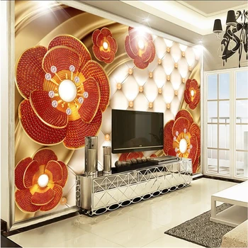 beibehang Пользовательские высококачественные фотообои 3d роскошные украшения с рубиновым цветком гостиная ТВ фон обои papel de parede