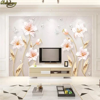 beibehang пользовательские Настенные обои с 3D тиснением и цветочными фотообоями Гостиная телевизор Диван Фон Обои Домашний декор спальня
