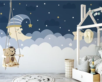 beibehang Пользовательские современные скандинавские обои ручной росписи облаков, луны, звезд для детской комнаты обои papel de parede
