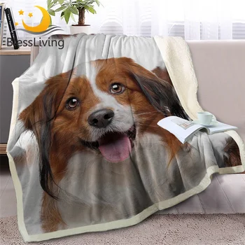 BlessLiving Ирландский Красно-Белый Сеттер Собака Плед для Кровати 3D Щенок Шерпа Флисовое Одеяло Постельное Белье Для Животных Плюшевое Тонкое Одеяло