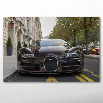 Bugatti veyron Paris street Super car, Декоративные картины на холсте, настенные художественные плакаты и принты для декора гостиной