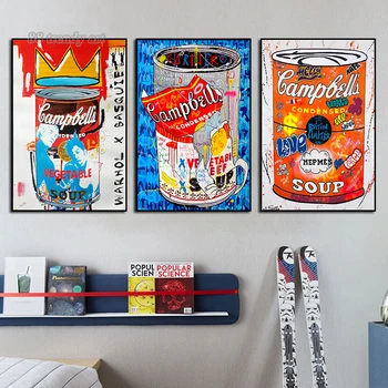 Campbell's Soup Поп-граффити, живопись Cnvas, абстрактные плакаты и печатные уличные настенные рисунки для украшения дома Без рамок