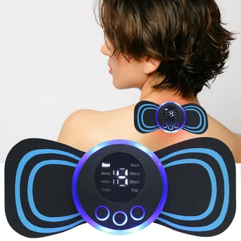 EMS Электроимпульсный массажер для шеи, пластырь для массажа шейки матки, 8-режимный ЖК-дисплей, растяжитель для шеи, стимулятор мышц спины, облегчающий боль
