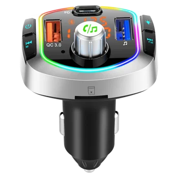 FM-передатчик Bluetooth 5.0 Автомобильный комплект MP3-плеер Беспроводная Громкая связь Аудиоприемник QC 3.0 Быстрая зарядка Легкая TF-карта U-диск