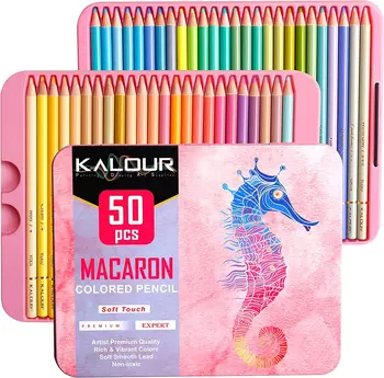 KALOUR 50 цветов, карандаш пастельного цвета Macaron, набор мягких карандашей для рисования в школе, рисование, растушевка, раскраска