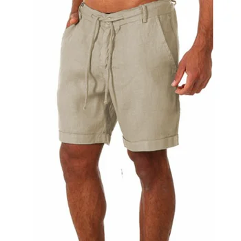 KB 2023 Новые мужские хлопчатобумажные льняные шорты и брюки Мужские летние дышащие однотонные льняные брюки для фитнеса Strtwear S-4XL