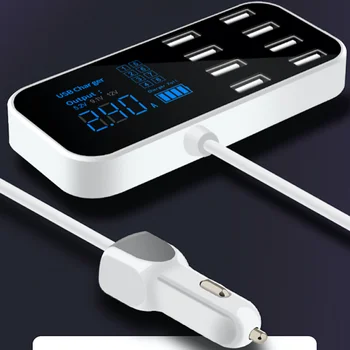 Larryjoe 8-портовое автомобильное зарядное устройство USB со светодиодным цифровым дисплеем, быстрая зарядка 40 Вт, автомобильное зарядное устройство для мобильного телефона