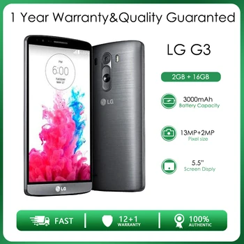 LG G3 D855 Восстановленный Разблокированный 16 ГБ 2 ГБ оперативной памяти 4G LTE Четырехъядерный Задняя Камера 13 МП 5,5 
