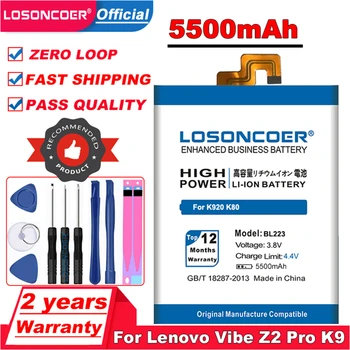 LOSONCOER 5500 мАч BL223 Аккумулятор Для Lenovo Vibe Z2 Pro K920 K80 K80M K7 Аккумулятор Мобильного Телефона