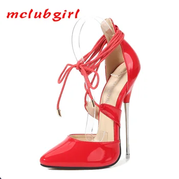 Mclubgirl/ Пикантные Туфли на Высоком Высоком каблуке с Ремешком на очень высоком каблуке, Полые Туфли На Высоком Каблуке От Производителя Обуви Sexy Pumps WZ