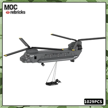 MOC Военная серия WW2 CH-47 Chinook Современный набор деталей для летного транспорта Модель строительного блока 