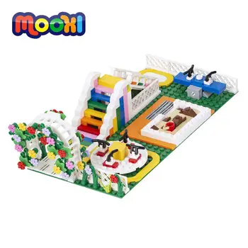 MOOXI City Kids Paradise Горка Качели Модель здания Кирпичное украшение Развивающая игрушка для детей Подарочная сборка Brick MOC4038