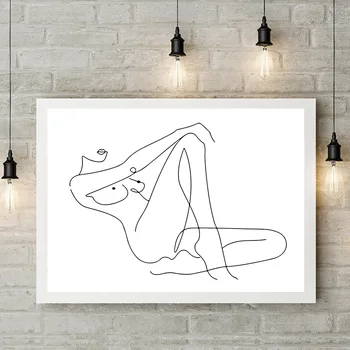 Nordic Leinwand Poster Naked Frau Abstrakte Figur Malerei Linie Zeichnung Bild Yoga Wand Kunst Druck Schlafzimmer Wohnkultur Mod